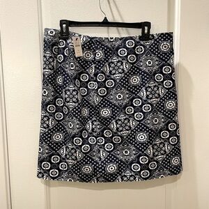 NEW…TALBOTS Navy Blue Patterned A-Line Skirt